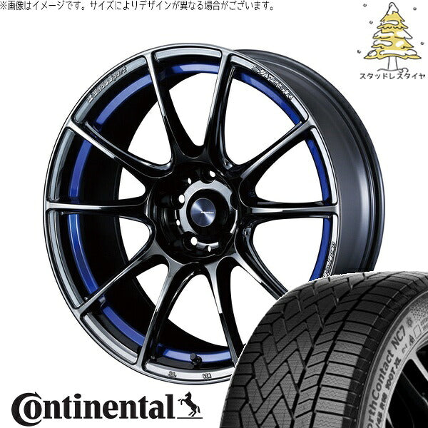 コンチネンタル ノースコンタクト NC7 225/55R18 ＋ ウェッズスポーツ SA25R ブルーライトクローム2 18インチ 7.5J +45 5H100P スタッドレス・ホイール4本セット。1枚目。
