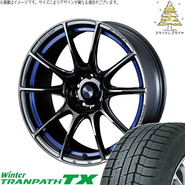 トーヨータイヤ ウィンタートランパス TX 225/50R18 ＋ ウェッズスポーツ SA25R ブルーライトクローム2 18インチ 7J +53 5H114.3P スタッドレス・ホイール4本セット。1枚目。
