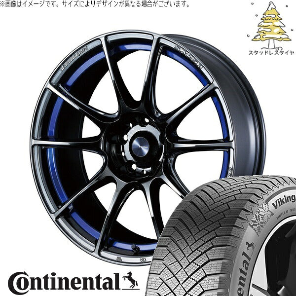 コンチネンタル バイキングコンタクト8 225/50R18 ＋ ウェッズスポーツ SA25R ブルーライトクローム2 18インチ 7.5J +35 5H114.3P スタッドレス・ホイール4本セット。1枚目。