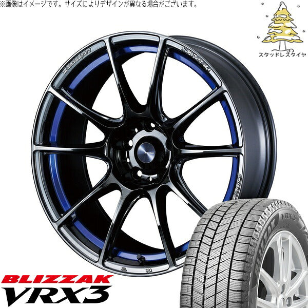 ブリヂストン ブリザック VRX3 215/50R17 ＋ ウェッズスポーツ SA25R ブルーライトクローム2 17インチ 7.5J +45 5H114.3P スタッドレス・ホイール4本セット。1枚目。
