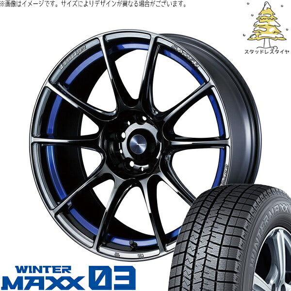 ダンロップ ウィンターマックス03 225/45R18 ＋ ウェッズスポーツ SA25R ブルーライトクローム2 18インチ 7.5J +35 5H114.3P スタッドレス・ホイール4本セット。1枚目。