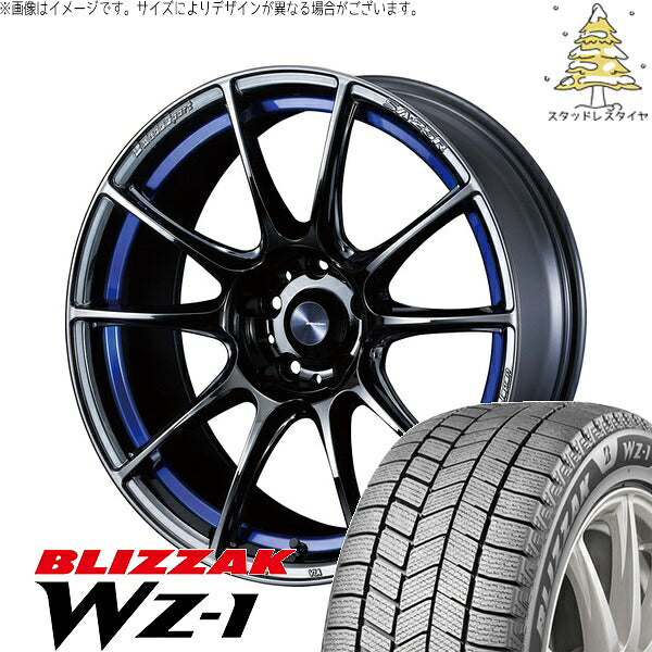 ブリヂストン ブリザック WZ-1 215/45R18 ＋ ウェッズスポーツ SA25R ブルーライトクローム2 18インチ 8J +45 5H114.3P スタッドレス・ホイール4本セット。1枚目。