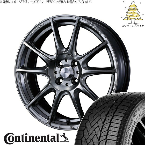 コンチネンタル ノースコンタクト NC7 215/65R16 ＋ ウェッズスポーツ SA25R プラチナシルバーブラック 16インチ 6.5J +38 4H100P スタッドレス・ホイール4本セット。1枚目。