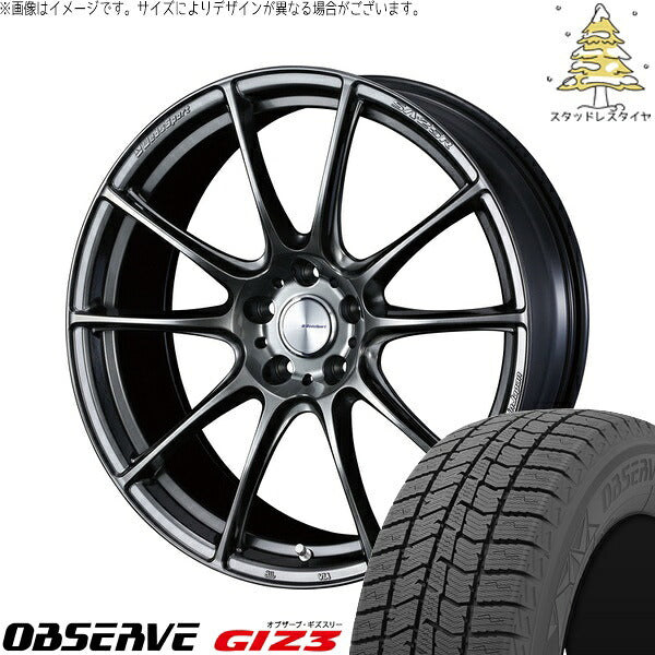 トーヨータイヤ オブザーブ GIZ3 225/40R18 ＋ ウェッズスポーツ SA25R プラチナシルバーブラック 18インチ 7.5J +45 5H114.3P スタッドレス・ホイール4本セット。1枚目。