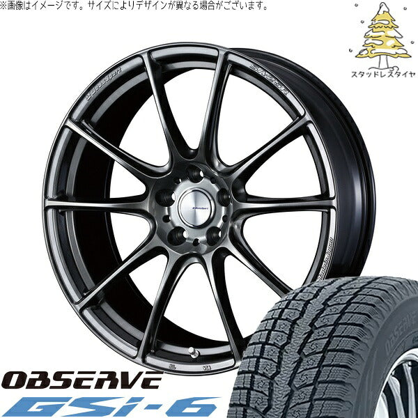トーヨータイヤ オブザーブ Gsi-6 225/55R18 ＋ ウェッズスポーツ SA25R プラチナシルバーブラック 18インチ 7.5J +45 5H100P スタッドレス・ホイール4本セット。1枚目。