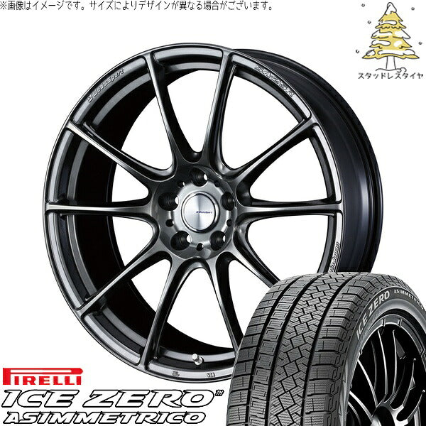 ピレリ アイスゼロアシンメトリコ 225/50R17 ＋ ウェッズスポーツ SA25R プラチナシルバーブラック 17インチ 7J +40 5H114.3P スタッドレス・ホイール4本セット。1枚目。