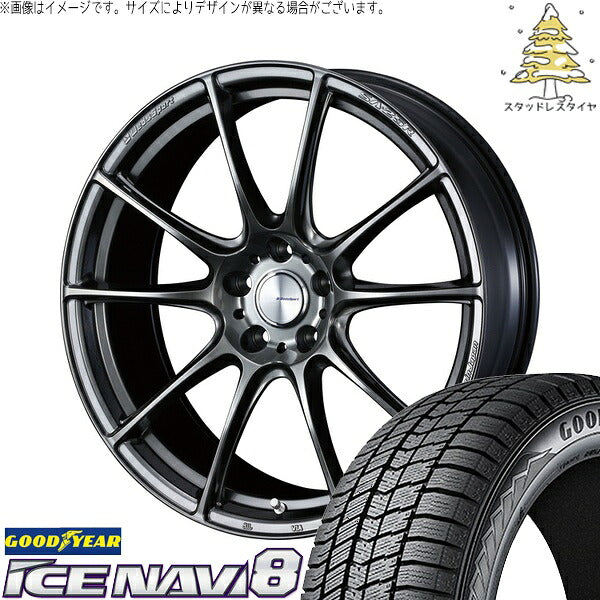 グッドイヤー アイスナビ8 245/40R18 ＋ ウェッズスポーツ SA25R プラチナシルバーブラック 18インチ 9.5J +12 5H114.3P スタッドレス・ホイール4本セット。1枚目。