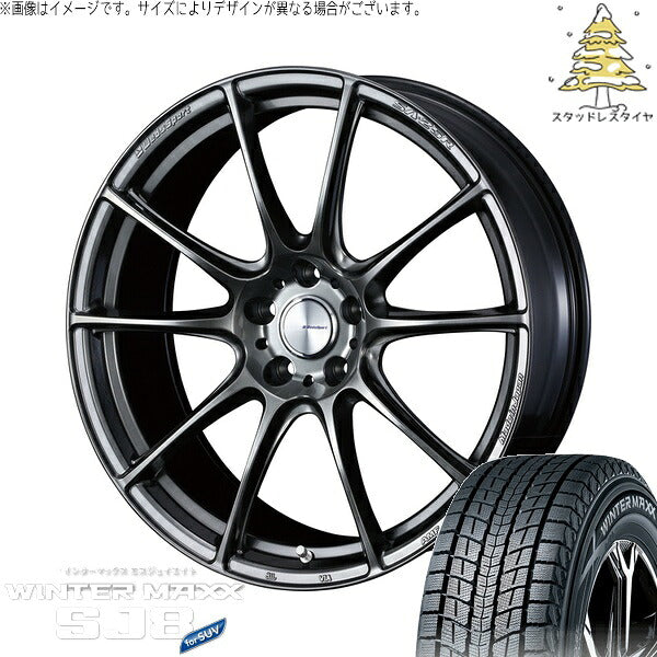 ダンロップ ウィンターマックス SJ8+ 215/70R16 ＋ ウェッズスポーツ SA25R プラチナシルバーブラック 16インチ 7J +42 5H114.3P スタッドレス・ホイール4本セット。1枚目。