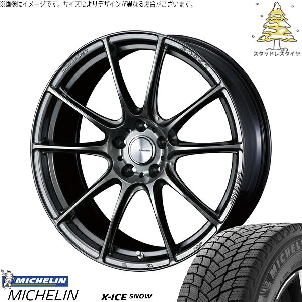 ミシュラン エックスアイス スノー 245/45R19 ＋ ウェッズスポーツ SA25R プラチナシルバーブラック 19インチ 8J +45 5H114.3P スタッドレス・ホイール4本セット。1枚目。