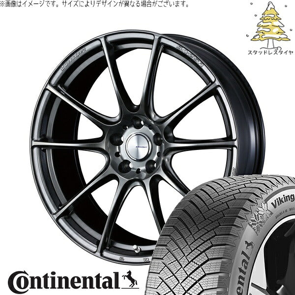 コンチネンタル バイキングコンタクト8 225/40R18 ＋ ウェッズスポーツ SA25R プラチナシルバーブラック 18インチ 8.5J +35 5H114.3P スタッドレス・ホイール4本セット。1枚目。