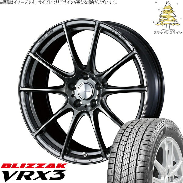 ブリヂストン ブリザック VRX3 215/50R18 ＋ ウェッズスポーツ SA25R プラチナシルバーブラック 18インチ 7.5J +45 5H114.3P スタッドレス・ホイール4本セット。1枚目。