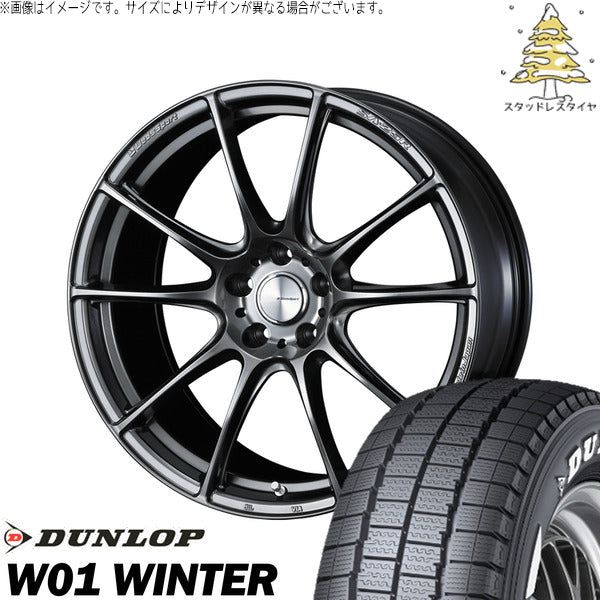 ダンロップ W01 WINTER 215/65R16 ＋ ウェッズスポーツ SA25R プラチナシルバーブラック 16インチ 7J +42 5H114.3P スタッドレス・ホイール4本セット。1枚目。