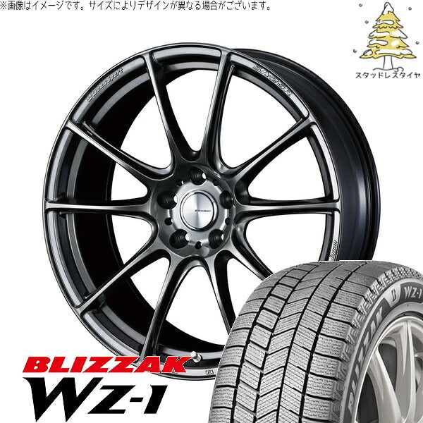 ブリヂストン ブリザック WZ-1 225/45R19 ＋ ウェッズスポーツ SA25R プラチナシルバーブラック 19インチ 8.5J +45 5H114.3P スタッドレス・ホイール4本セット。1枚目。