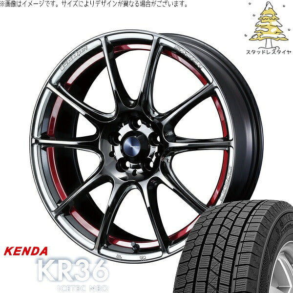 ケンダ アイステックネオ KR36 225/45R18 ＋ ウェッズスポーツ SA25R レッドライトクローム 18インチ 7.5J +45 5H100P スタッドレス・ホイール4本セット。1枚目。