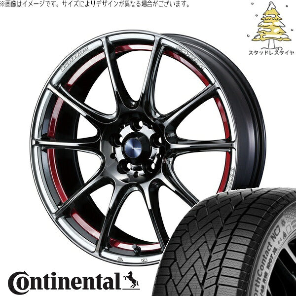 コンチネンタル ノースコンタクト NC7 225/50R18 ＋ ウェッズスポーツ SA25R レッドライトクローム 18インチ 7.5J +45 5H100P スタッドレス・ホイール4本セット。1枚目。