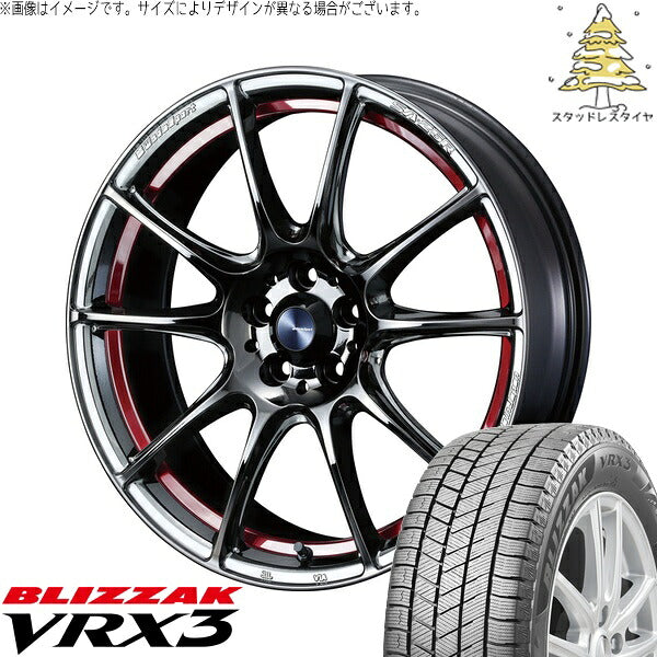 ブリヂストン ブリザック VRX3 235/60R18 ＋ ウェッズスポーツ SA25R レッドライトクローム 18インチ 8J +45 5H114.3P スタッドレス・ホイール4本セット。1枚目。