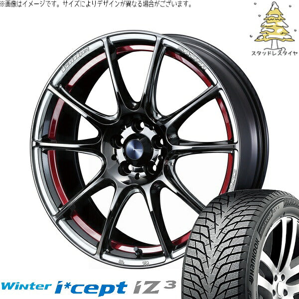ハンコック ウィンターアイセプト IZ3X W636A 235/60R18 ＋ ウェッズスポーツ SA25R レッドライトクローム 18インチ 8J +45 5H114.3P スタッドレス・ホイール4本セット。1枚目。