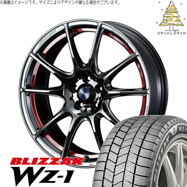ブリヂストン ブリザック WZ-1 215/40R18 ＋ ウェッズスポーツ SA25R レッドライトクローム 18インチ 7.5J +45 5H100P スタッドレス・ホイール4本セット。1枚目。