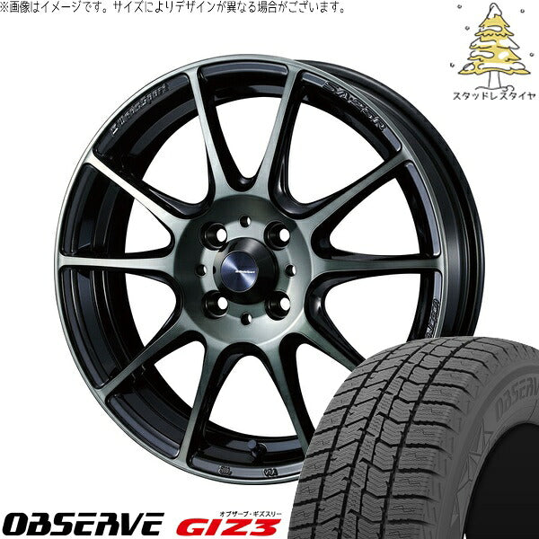 トーヨータイヤ オブザーブ GIZ3 195/45R17 ＋ ウェッズスポーツ SA25R ウォースブラッククリアー 17インチ 7J +50 4H100P スタッドレス・ホイール4本セット。1枚目。