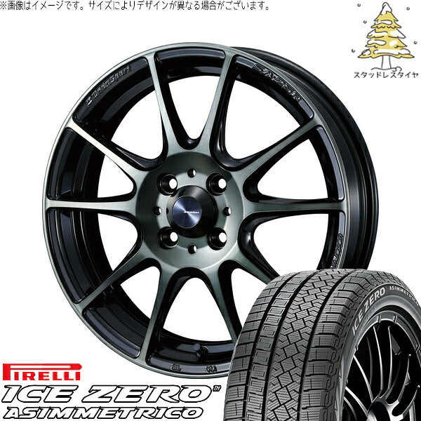 ピレリ アイスゼロアシンメトリコ 185/65R15 ＋ ウェッズスポーツ SA25R ウォースブラッククリアー 15インチ 6J +48 4H100P スタッドレス・ホイール4本セット。1枚目。