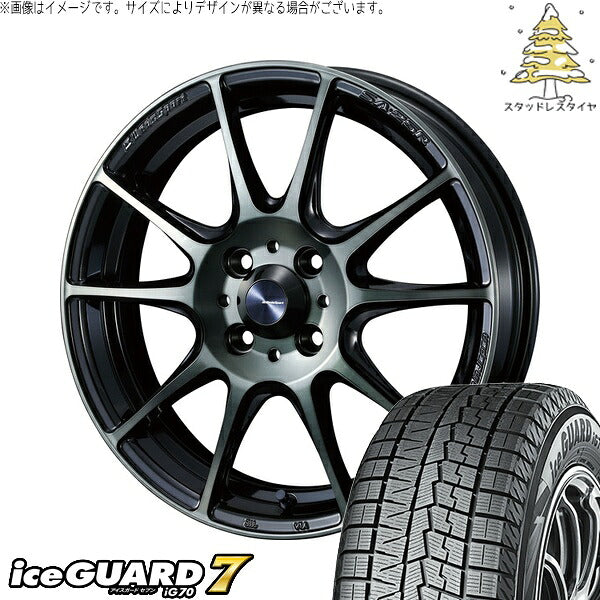ヨコハマタイヤ アイスガードセブン IG70 175/60R16 ＋ ウェッズスポーツ SA25R ウォースブラッククリアー 16インチ 5J +45 4H100P スタッドレス・ホイール4本セット。1枚目。