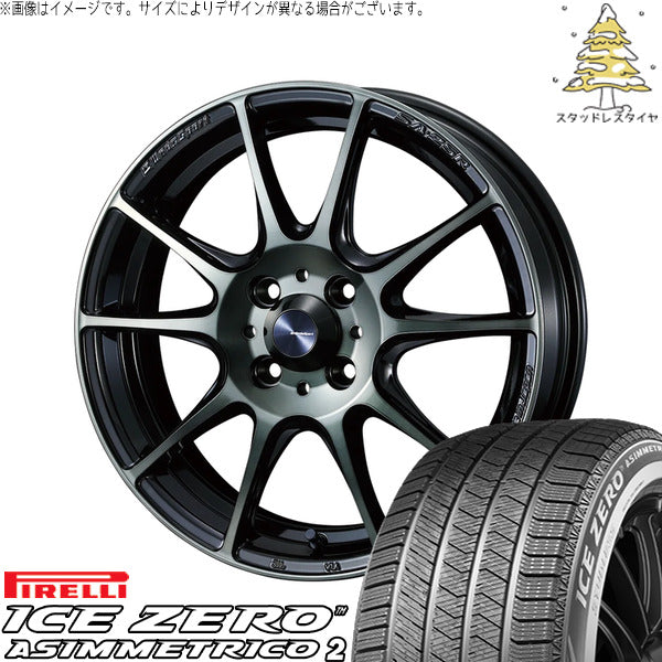 ピレリ アイスゼロアシンメトリコ2 195/65R16 ＋ ウェッズスポーツ SA25R ウォースブラッククリアー 16インチ 6.5J +38 4H100P スタッドレス・ホイール4本セット。1枚目。