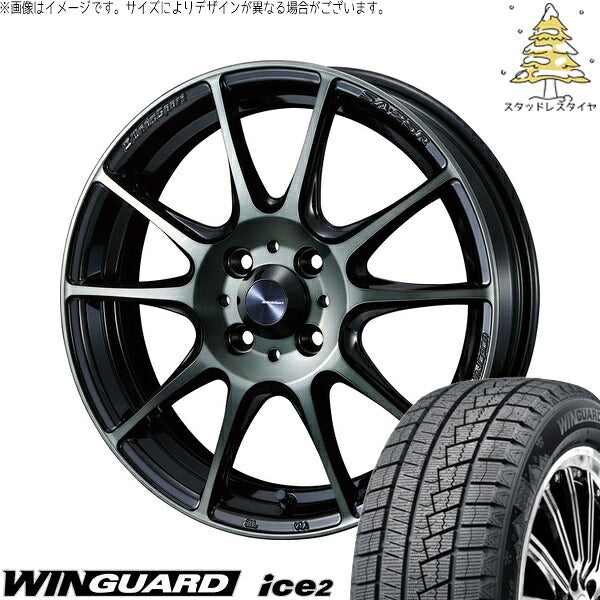 ネクセン ウィンガード アイス2 195/65R15 ＋ ウェッズスポーツ SA25R ウォースブラッククリアー 15インチ 6J +48 4H100P スタッドレス・ホイール4本セット。1枚目。