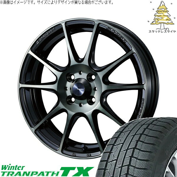 トーヨータイヤ ウィンタートランパス TX 165/55R15 ＋ ウェッズスポーツ SA25R ウォースブラッククリアー 15インチ 6J +48 4H100P スタッドレス・ホイール4本セット。1枚目。