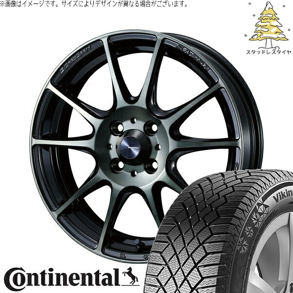 コンチネンタル バイキングコンタクト7 195/50R16 ＋ ウェッズスポーツ SA25R ウォースブラッククリアー 16インチ 6.5J +50 4H100P スタッドレス・ホイール4本セット。1枚目。