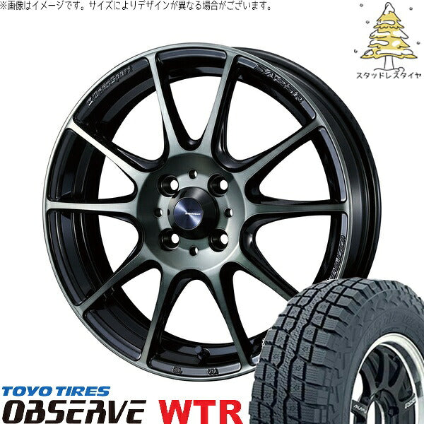 トーヨータイヤ オブザーブ W/T-R 215/65R16 ＋ ウェッズスポーツ SA25R ウォースブラッククリアー 16インチ 6.5J +38 4H100P スタッドレス・ホイール4本セット。1枚目。