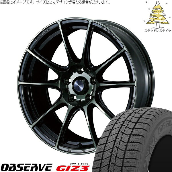 トーヨータイヤ オブザーブ GIZ3 225/60R18 ＋ ウェッズスポーツ SA25R ウォースブラッククリアー 18インチ 7J +53 5H114.3P スタッドレス・ホイール4本セット。1枚目。