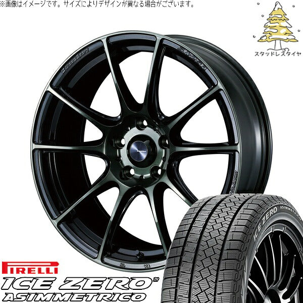 ピレリ アイスゼロアシンメトリコ 215/50R17 ＋ ウェッズスポーツ SA25R ウォースブラッククリアー 17インチ 7J +53 5H114.3P スタッドレス・ホイール4本セット。1枚目。