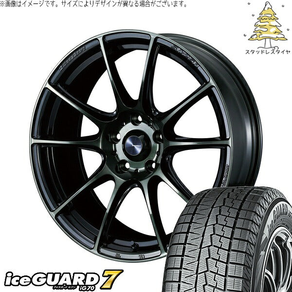 ヨコハマタイヤ アイスガードセブン IG70 215/50R17 ＋ ウェッズスポーツ SA25R ウォースブラッククリアー 17インチ 7J +48 5H100P スタッドレス・ホイール4本セット。1枚目。