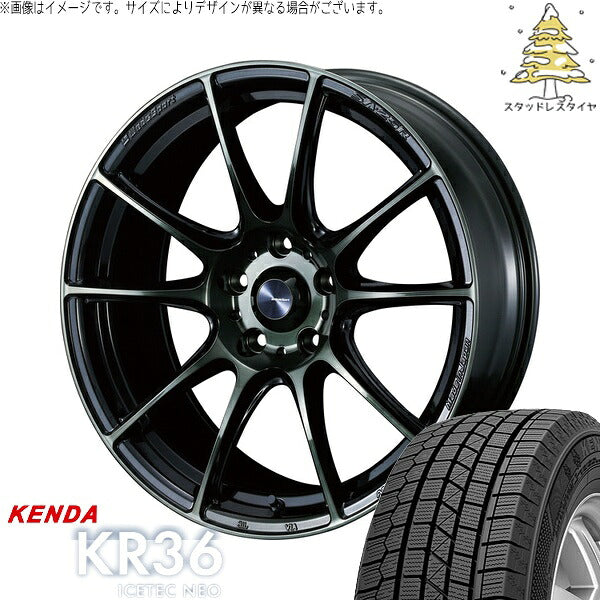 ケンダ アイステックネオ KR36 225/60R17 ＋ ウェッズスポーツ SA25R ウォースブラッククリアー 17インチ 7J +48 5H100P スタッドレス・ホイール4本セット。1枚目。