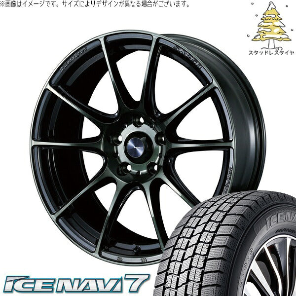 グッドイヤー アイスナビ7 215/50R17 ＋ ウェッズスポーツ SA25R ウォースブラッククリアー 17インチ 7J +48 5H100P スタッドレス・ホイール4本セット。1枚目。