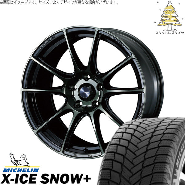 ミシュラン エックスアイス スノー+ 245/40R18 ＋ ウェッズスポーツ SA25R ウォースブラッククリアー 18インチ 8.5J +50 5H114.3P スタッドレス・ホイール4本セット。1枚目。