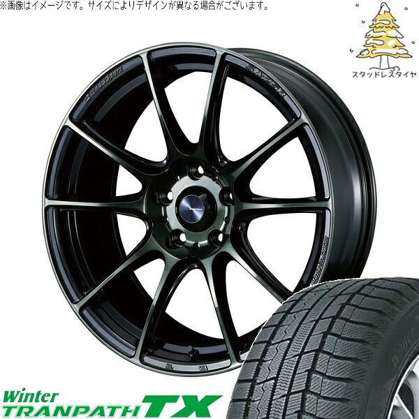 トーヨータイヤ ウィンタートランパス TX 215/50R17 ＋ ウェッズスポーツ SA25R ウォースブラッククリアー 17インチ 7J +48 5H100P スタッドレス・ホイール4本セット。1枚目。