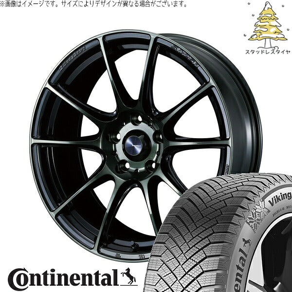 コンチネンタル バイキングコンタクト8 225/50R17 ＋ ウェッズスポーツ SA25R ウォースブラッククリアー 17インチ 7.5J +45 5H114.3P スタッドレス・ホイール4本セット。1枚目。