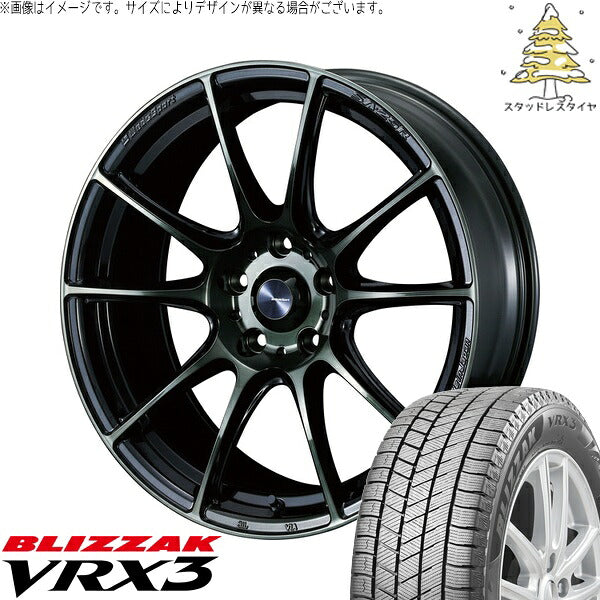 ブリヂストン ブリザック VRX3 225/55R17 ＋ ウェッズスポーツ SA25R ウォースブラッククリアー 17インチ 7J +48 5H114.3P スタッドレス・ホイール4本セット。1枚目。