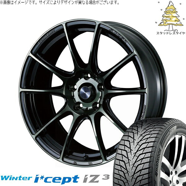 ハンコック ウィンターアイセプト IZ3X W636A 225/60R18 ＋ ウェッズスポーツ SA25R ウォースブラッククリアー 18インチ 8J +45 5H114.3P スタッドレス・ホイール4本セット。1枚目。