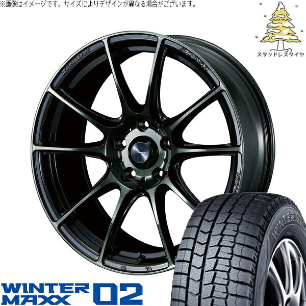 ダンロップ ウィンターマックス02 215/50R17 ＋ ウェッズスポーツ SA25R ウォースブラッククリアー 17インチ 7.5J +45 5H114.3P スタッドレス・ホイール4本セット。1枚目。