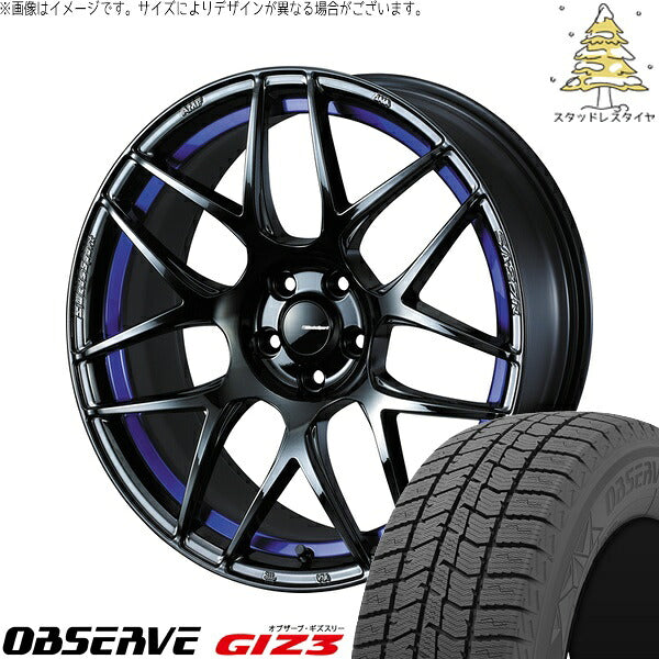 トーヨータイヤ オブザーブ GIZ3 225/55R18 ＋ ウェッズスポーツ SA27R ブルーライトクローム2 18インチ 7.5J +45 5H100P スタッドレス・ホイール4本セット。1枚目。
