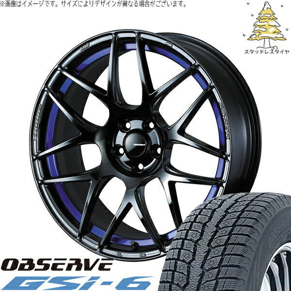 トーヨータイヤ オブザーブ Gsi-6 235/55R18 ＋ ウェッズスポーツ SA27R ブルーライトクローム2 18インチ 7.5J +35 5H114.3P スタッドレス・ホイール4本セット。1枚目。