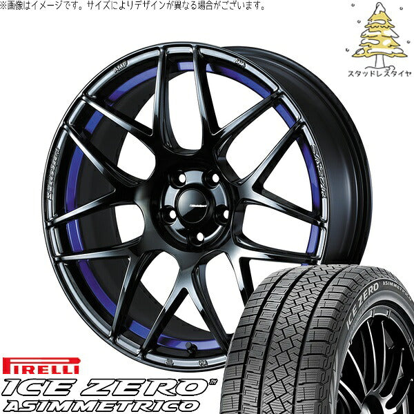 ピレリ アイスゼロアシンメトリコ 235/50R18 ＋ ウェッズスポーツ SA27R ブルーライトクローム2 18インチ 8J +42 5H114.3P スタッドレス・ホイール4本セット。1枚目。