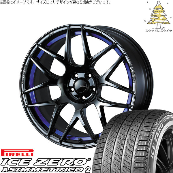 ピレリ アイスゼロアシンメトリコ2 235/50R18 ＋ ウェッズスポーツ SA27R ブルーライトクローム2 18インチ 8J +42 5H114.3P スタッドレス・ホイール4本セット。1枚目。