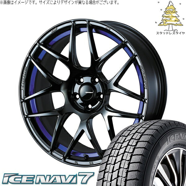 グッドイヤー アイスナビ7 225/45R18 ＋ ウェッズスポーツ SA27R ブルーライトクローム2 18インチ 7.5J +35 5H114.3P スタッドレス・ホイール4本セット。1枚目。