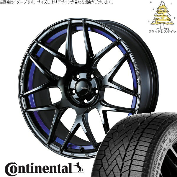 コンチネンタル ノースコンタクト NC7 225/50R18 ＋ ウェッズスポーツ SA27R ブルーライトクローム2 18インチ 7.5J +35 5H114.3P スタッドレス・ホイール4本セット。1枚目。