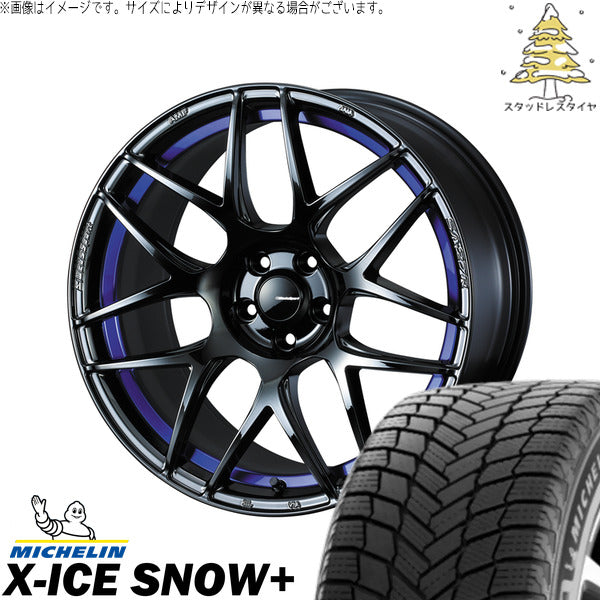 ミシュラン エックスアイス スノー+ 235/55R18 ＋ ウェッズスポーツ SA27R ブルーライトクローム2 18インチ 8J +42 5H114.3P スタッドレス・ホイール4本セット。1枚目。