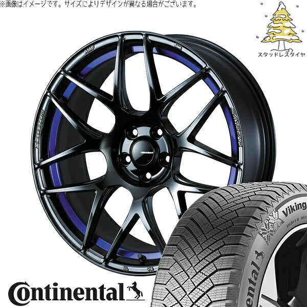 コンチネンタル バイキングコンタクト8 215/45R18 ＋ ウェッズスポーツ SA27R ブルーライトクローム2 18インチ 7.5J +35 5H114.3P スタッドレス・ホイール4本セット。1枚目。