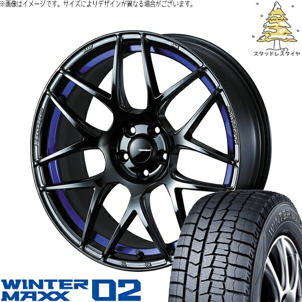 ダンロップ ウィンターマックス02 195/45R17 ＋ ウェッズスポーツ SA27R ブルーライトクローム2 17インチ 6.5J +50 4H100P スタッドレス・ホイール4本セット。1枚目。